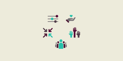 icons in circular pattern depicting people working together